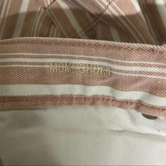 American Eagle Pink Striped Denim Mom Shorts High Rise Relaxed Boho Beach 6 - Picture 7 of 9